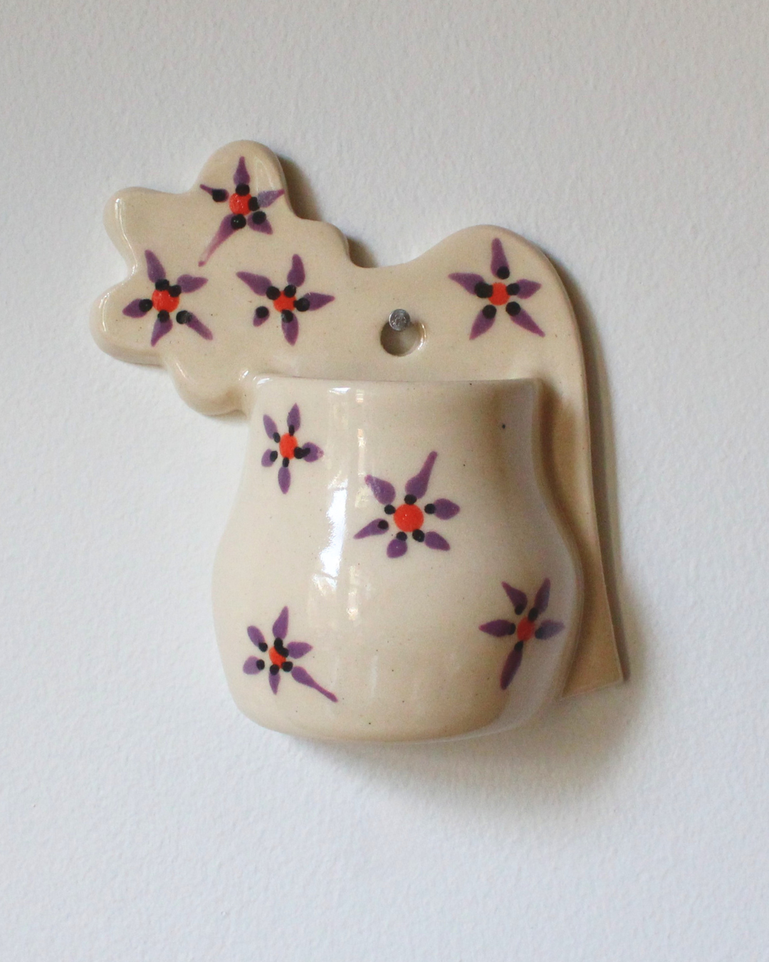 70s Floral Wall Pocket